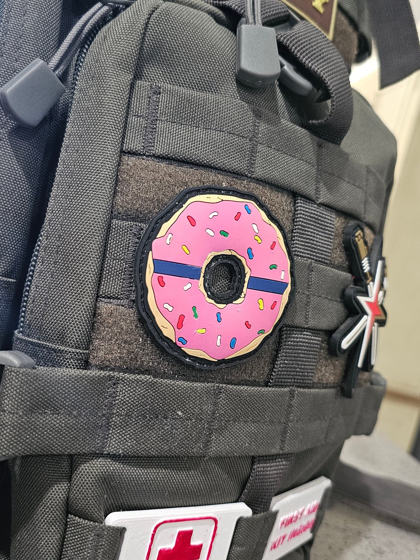 Thin Blue Donut - PVC Morale Patch - Unique Law Enforcement supporter thin blue line police cop gift idea
