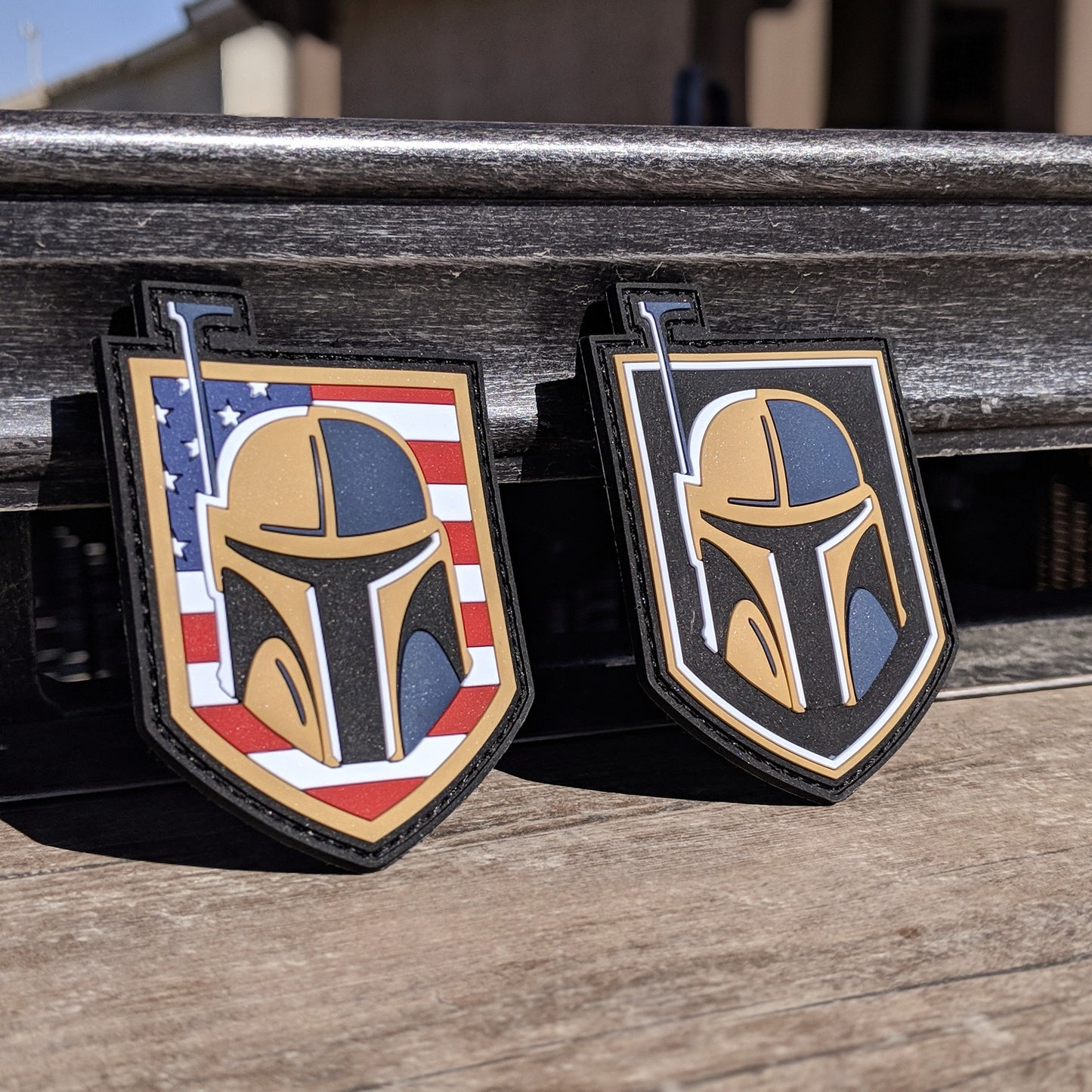 Golden Fett USA - Unique America PVC Tactical Morale Patch Star Wars Golden Knights Inspired Gift Jedi Lightsaber Hook Backing